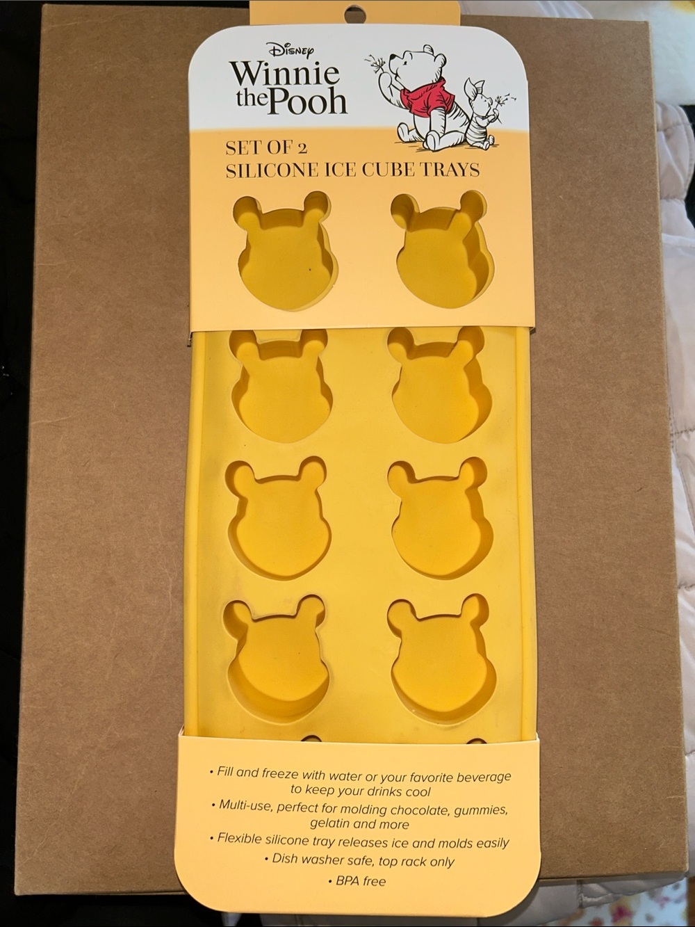 Winnie the Pooh Yellow Silicone Ice Cube Tray Set of 2